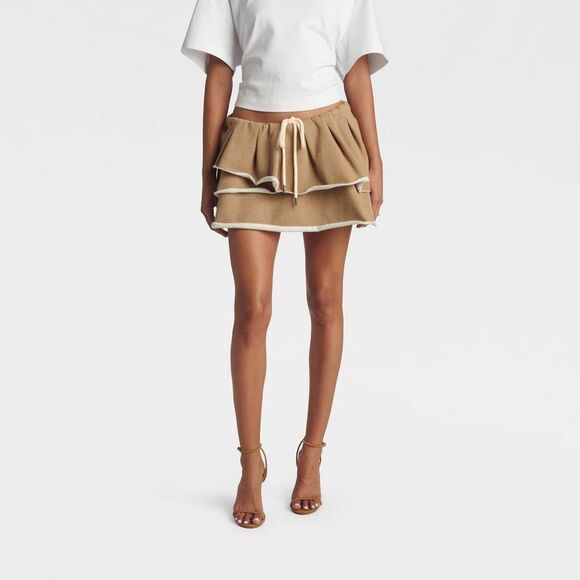 KBB by Kahlana Pants - KBB by KAHLANA Women's 'The Tiered Mini Skirt' - Camel S